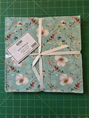 Blank Quilting Soft Petals Fabric Layer Cake 10" Squares- Aqua Floral